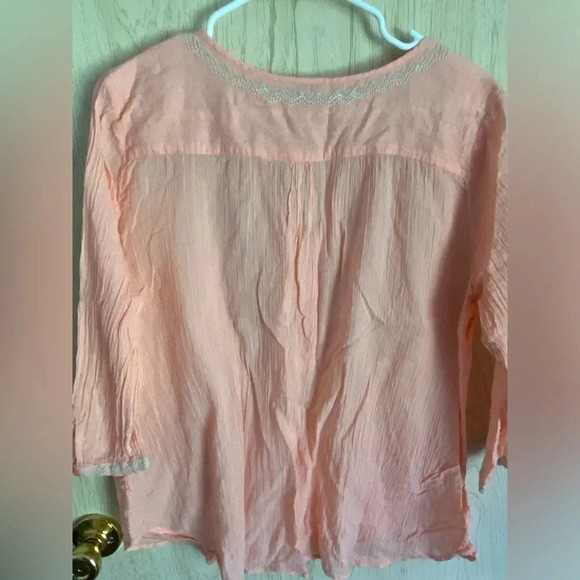 Sonoma Peach Embroidered Gauze Shirt XL - Picture 7 of 8
